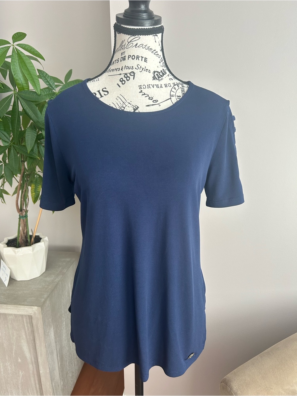 Michael Kors Navy Blue Short Sleeve Top